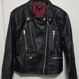 Black Leather Jacket with Red Lining